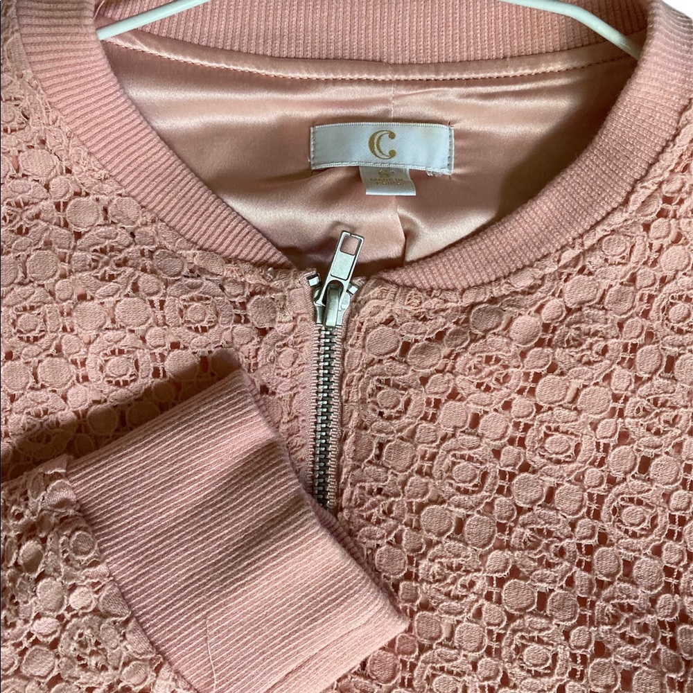 Lace Overlay Zipper Light Jacket - Picture 6 of 6